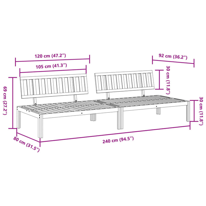 midtermoduler 2 stk. til pallesofa massivt akacietræ