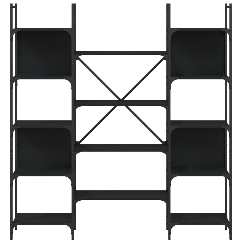 bogreol 155,5x24x166,5 cm konstrueret træ sort