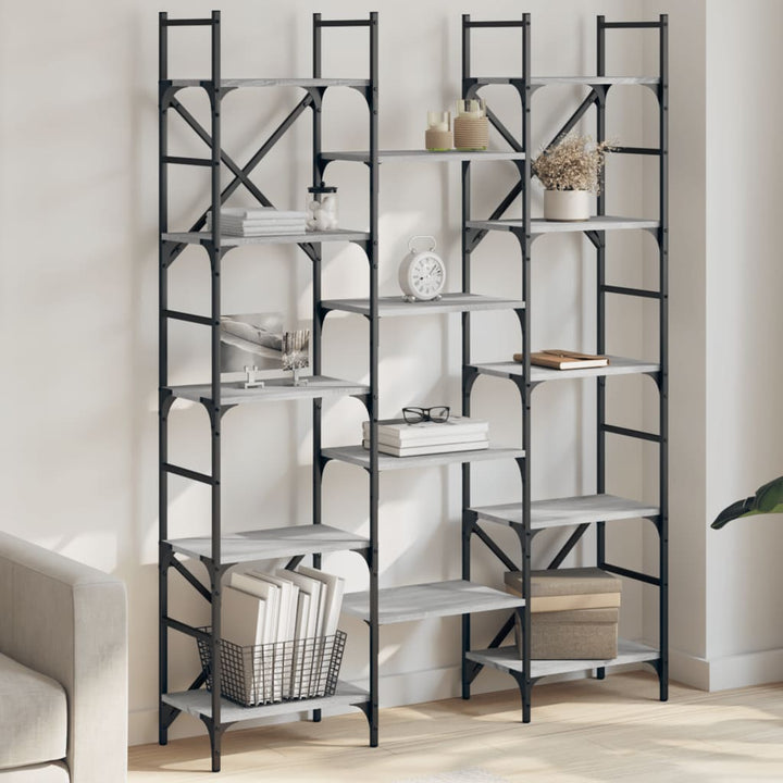 bogreol 127,5x28,5x172,5 cm konstrueret træ grå sonoma-eg