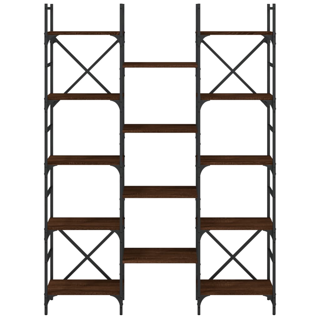 bogreol 127,5x28,5x172,5 cm konstrueret træ brun egetræsfarve