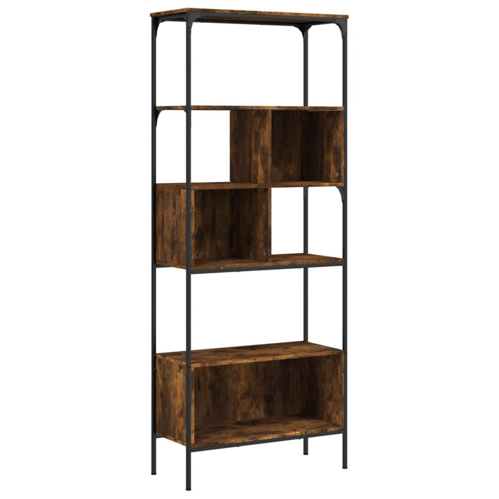 bogreol 76x33x188,5 cm 5 hylder konstrueret træ røget eg