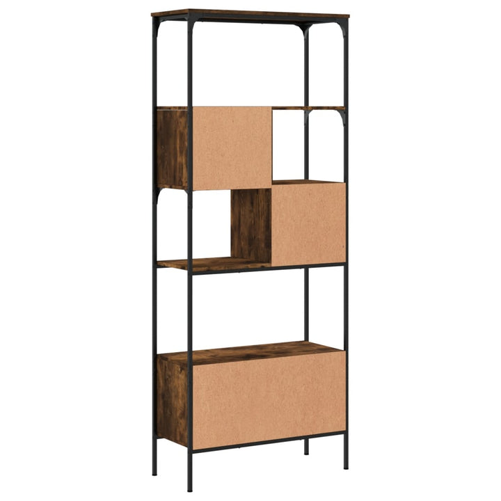 bogreol 76x33x188,5 cm 5 hylder konstrueret træ røget eg