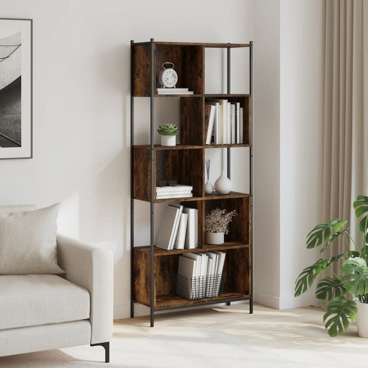 bogreol 72x28x172 cm konstrueret træ røget egetræsfarve