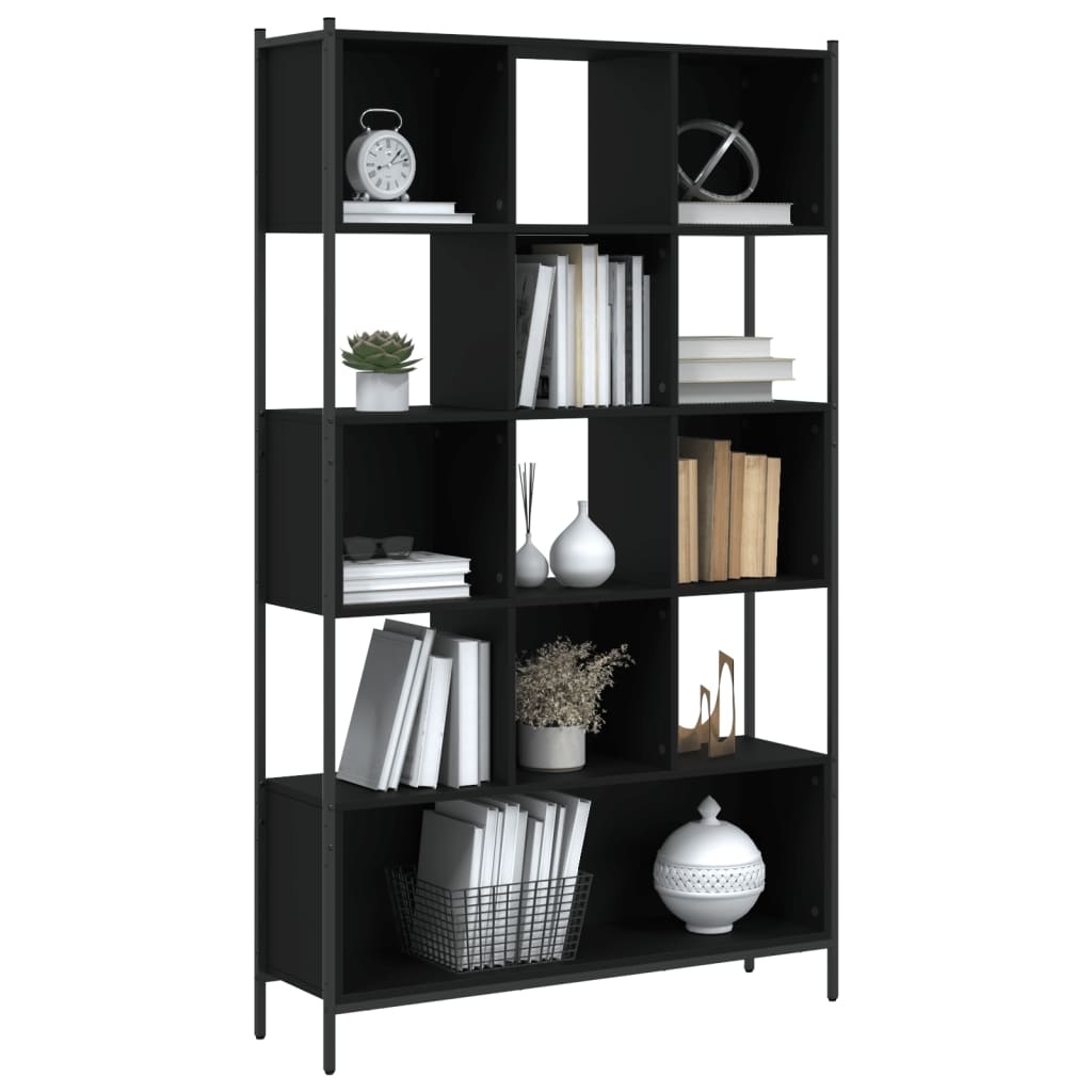 bogreol 102x28x172 cm konstrueret træ sort