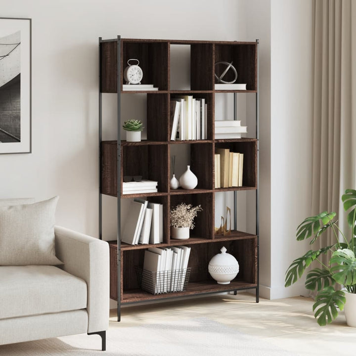 bogreol 102x28x172 cm konstrueret træ brun egetræsfarve
