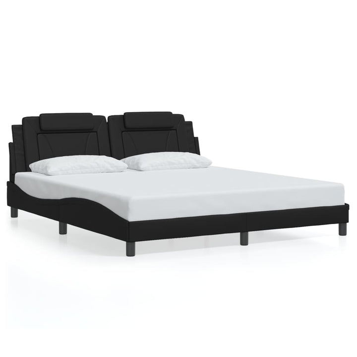 sengeramme med sengegavl 180x200 cm kunstlæder sort