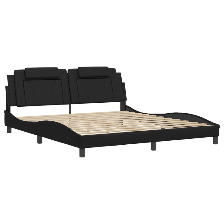 sengeramme med sengegavl 180x200 cm kunstlæder sort