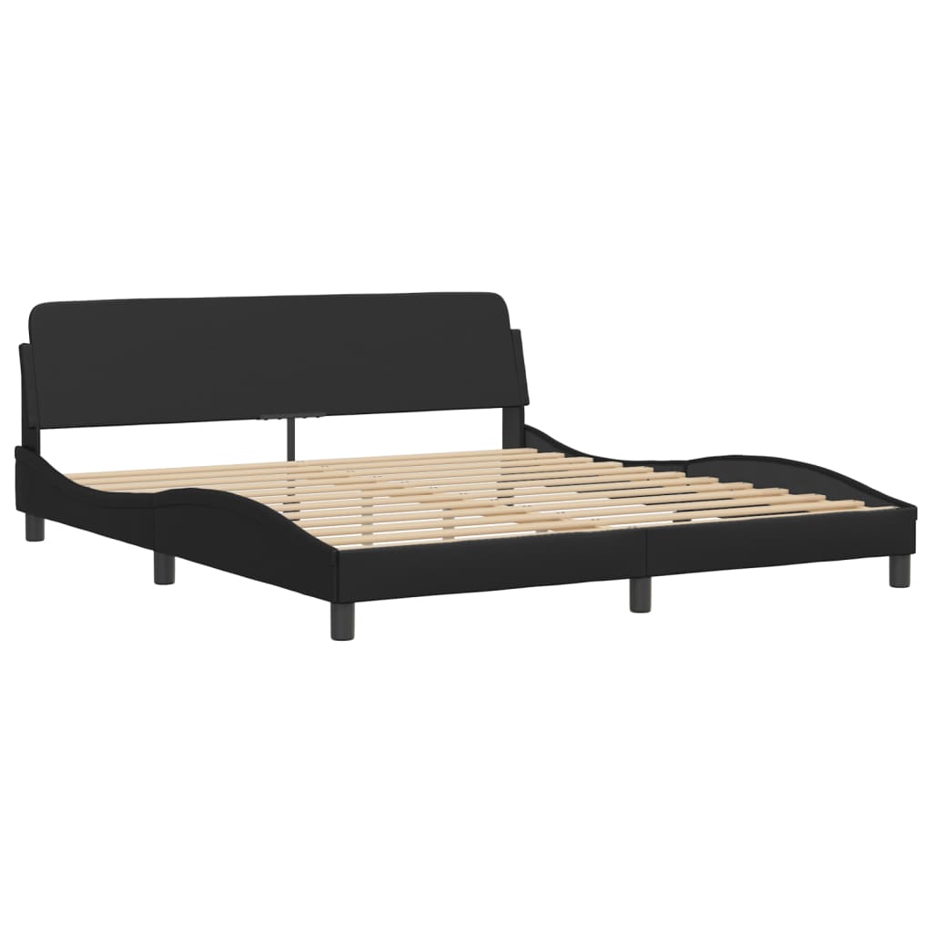 sengeramme med sengegavl 180x200 cm kunstlæder sort