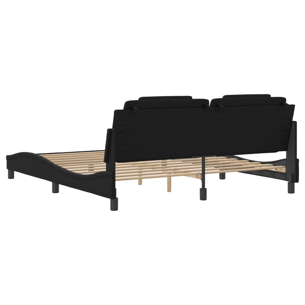 sengeramme med sengegavl 180x200 cm kunstlæder sort