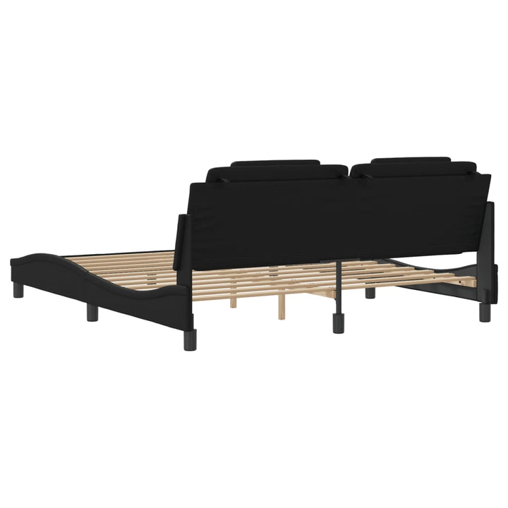 sengeramme med sengegavl 180x200 cm kunstlæder sort