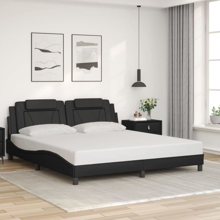 sengeramme med sengegavl 180x200 cm kunstlæder sort