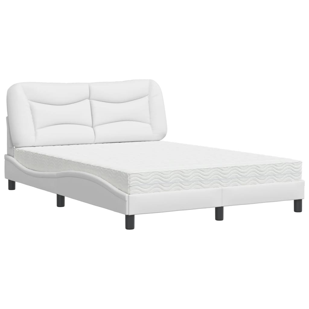 seng med madras 140x190 cm kunstlæder hvid