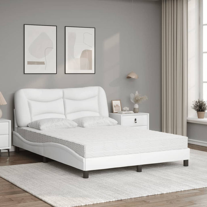 seng med madras 140x190 cm kunstlæder hvid