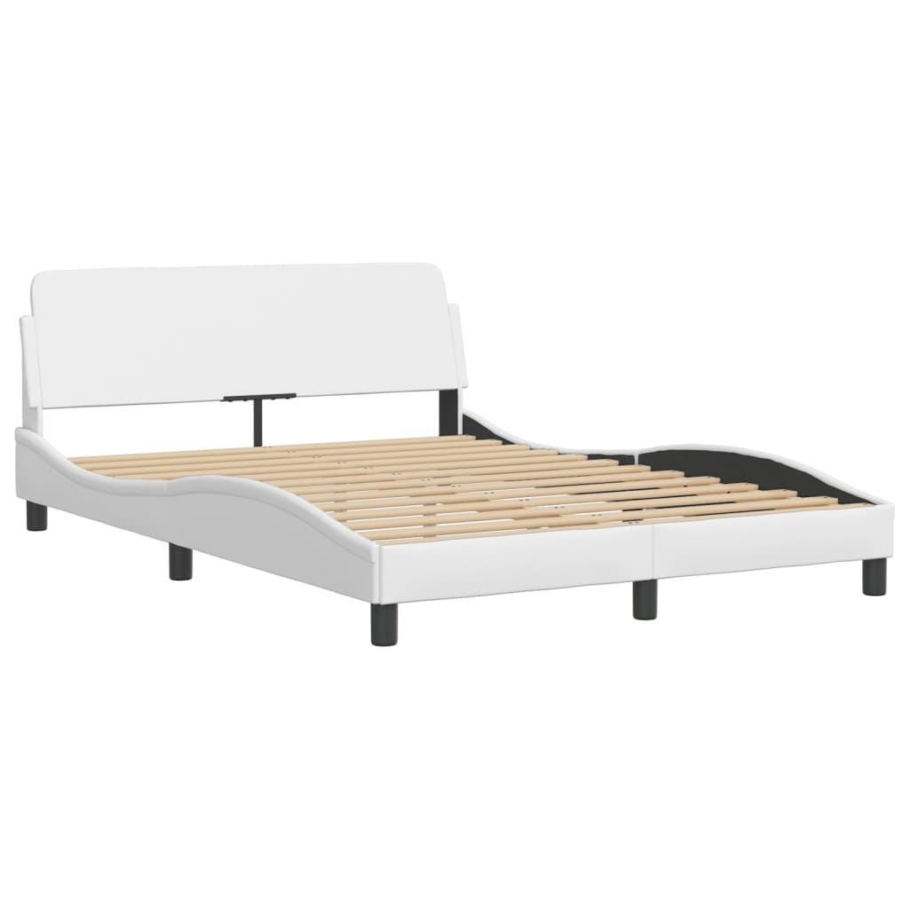seng med madras 140x190 cm kunstlæder hvid