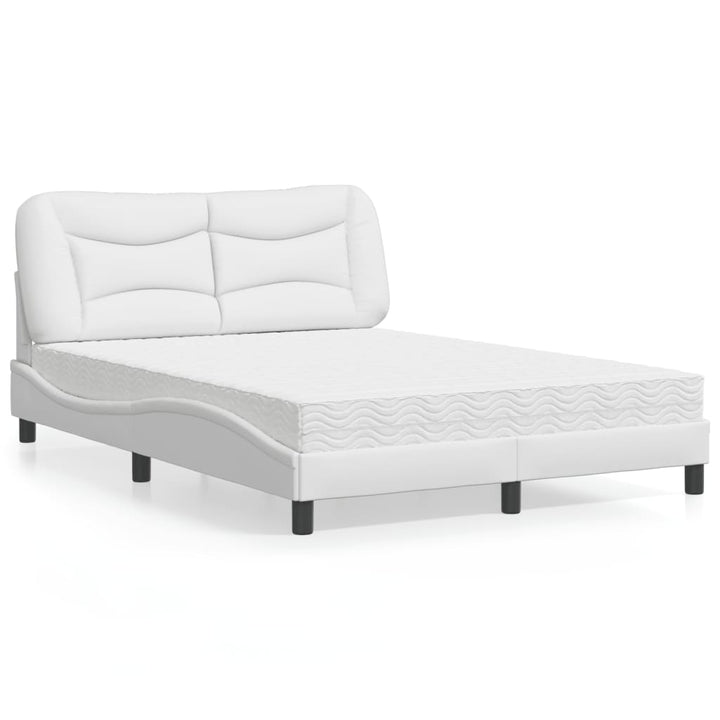 seng med madras 140x190 cm kunstlæder hvid