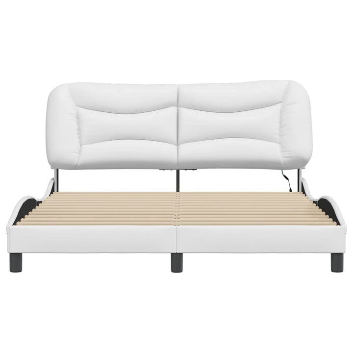 sengestel med LED-lys 160x200 cm kunstlæder hvid