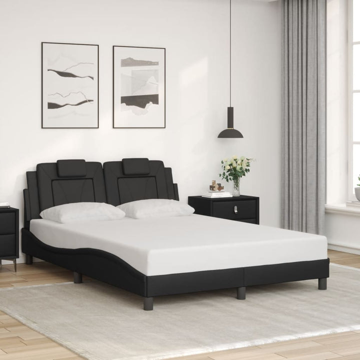sengestel med LED-lys 140x200 cm kunstlæder sort