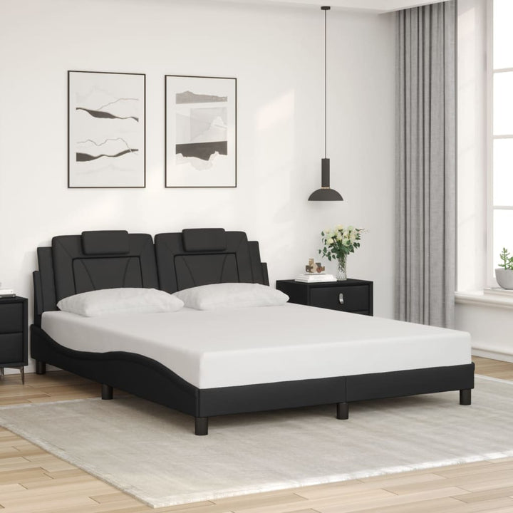 sengestel med LED-lys 160x200 cm kunstlæder sort