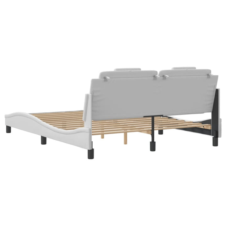 sengestel med LED-lys 160x200 cm kunstlæder hvid
