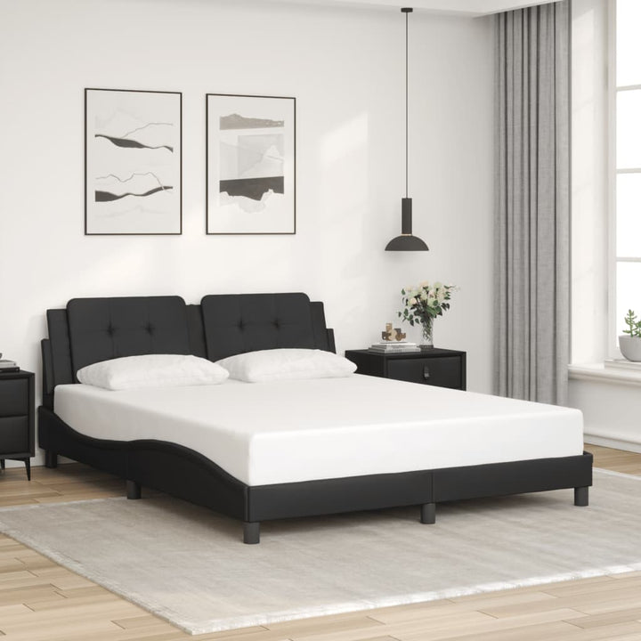 sengestel med LED-lys 160x200 cm kunstlæder sort