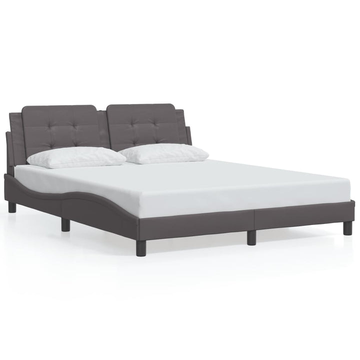 sengestel med LED-lys 160x200 cm kunstlæder grå
