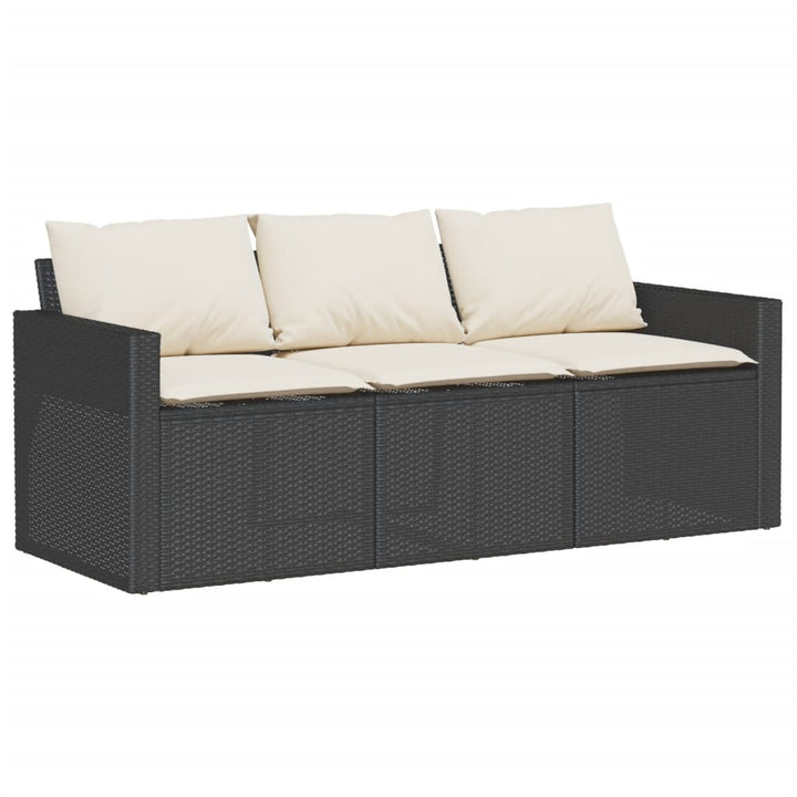 sofasæt til haven 6 dele med hynder polyrattan sort