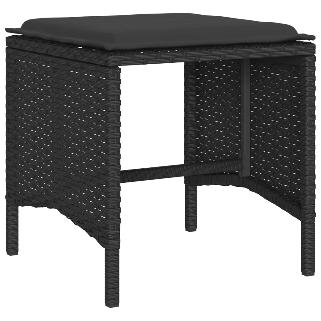 sofasæt til haven 6 dele med hynder polyrattan sort