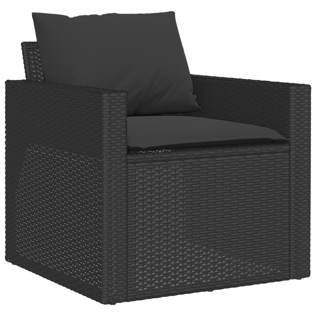sofasæt til haven 6 dele med hynder polyrattan sort