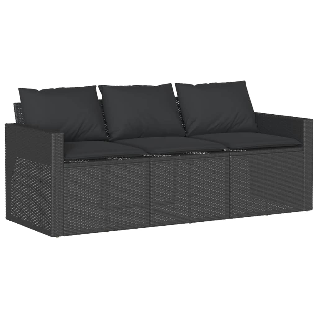 sofasæt til haven 6 dele med hynder polyrattan sort