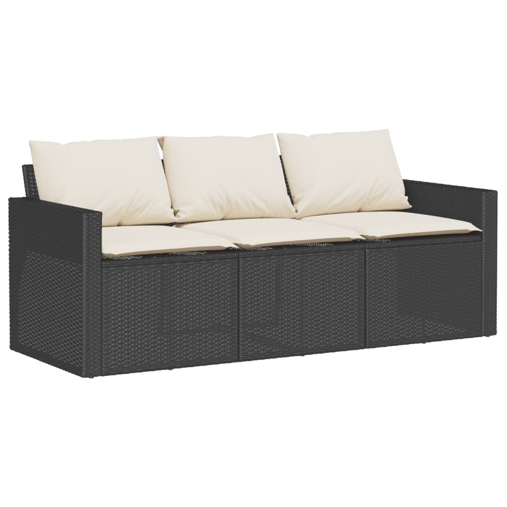 sofasæt til haven 6 dele med hynder polyrattan sort