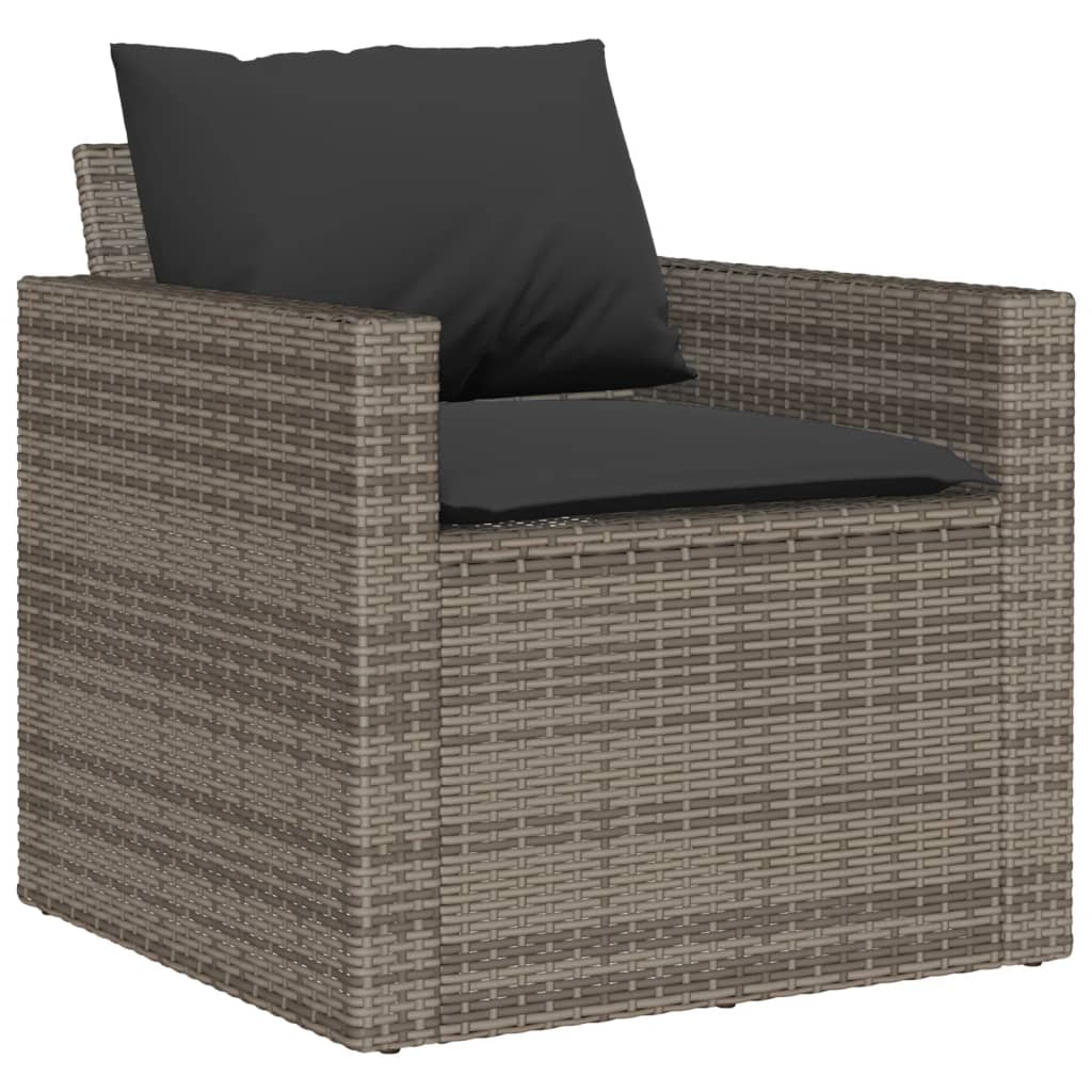 sofasæt til haven 6 dele med hynder polyrattan grå