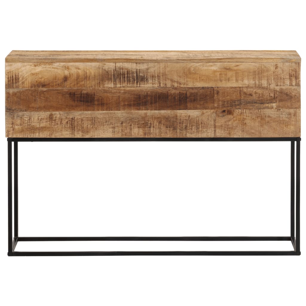 konsolbord 110x30x75 cm massivt ru mangotræ og jern