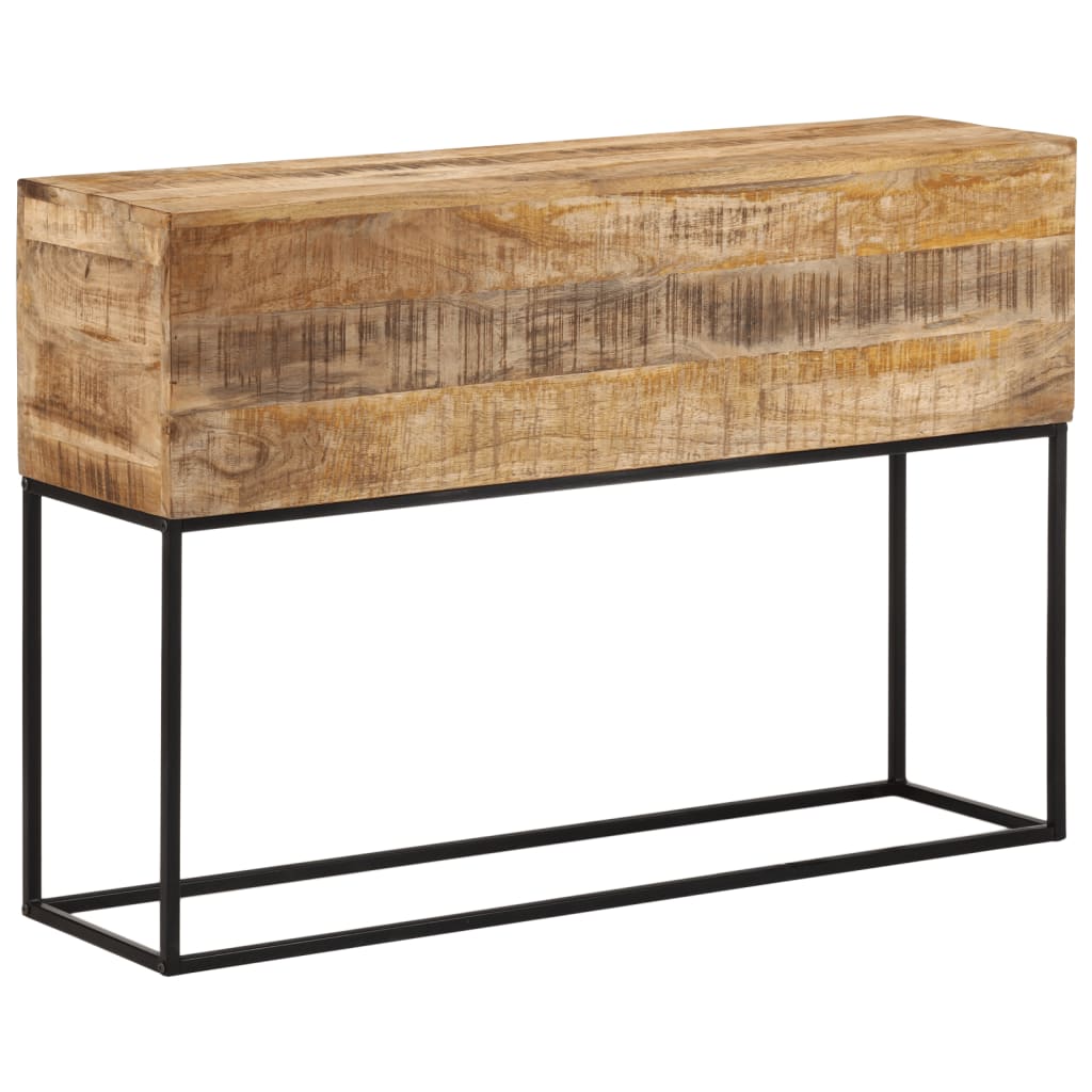 konsolbord 110x30x75 cm massivt ru mangotræ og jern