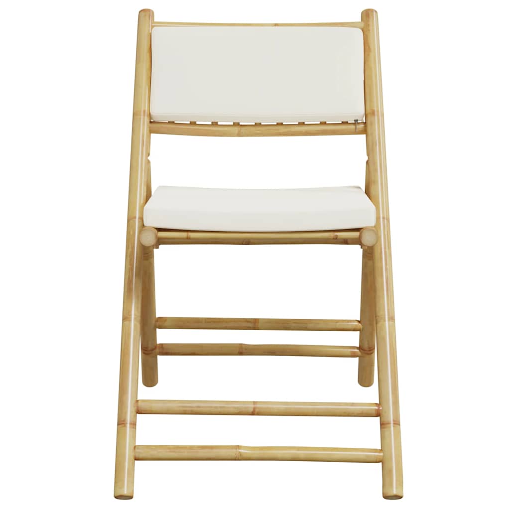 foldbare bistrostole 4 stk. med cremefarvede hynder bambus