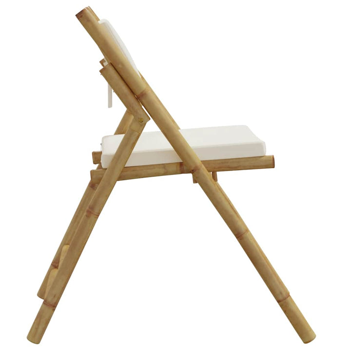 foldbare bistrostole 4 stk. med cremefarvede hynder bambus
