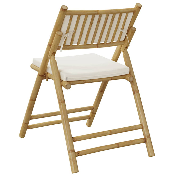 foldbare bistrostole 4 stk. med cremefarvede hynder bambus