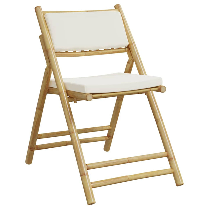 foldbare bistrostole 6 stk. med cremefarvede hynder bambus