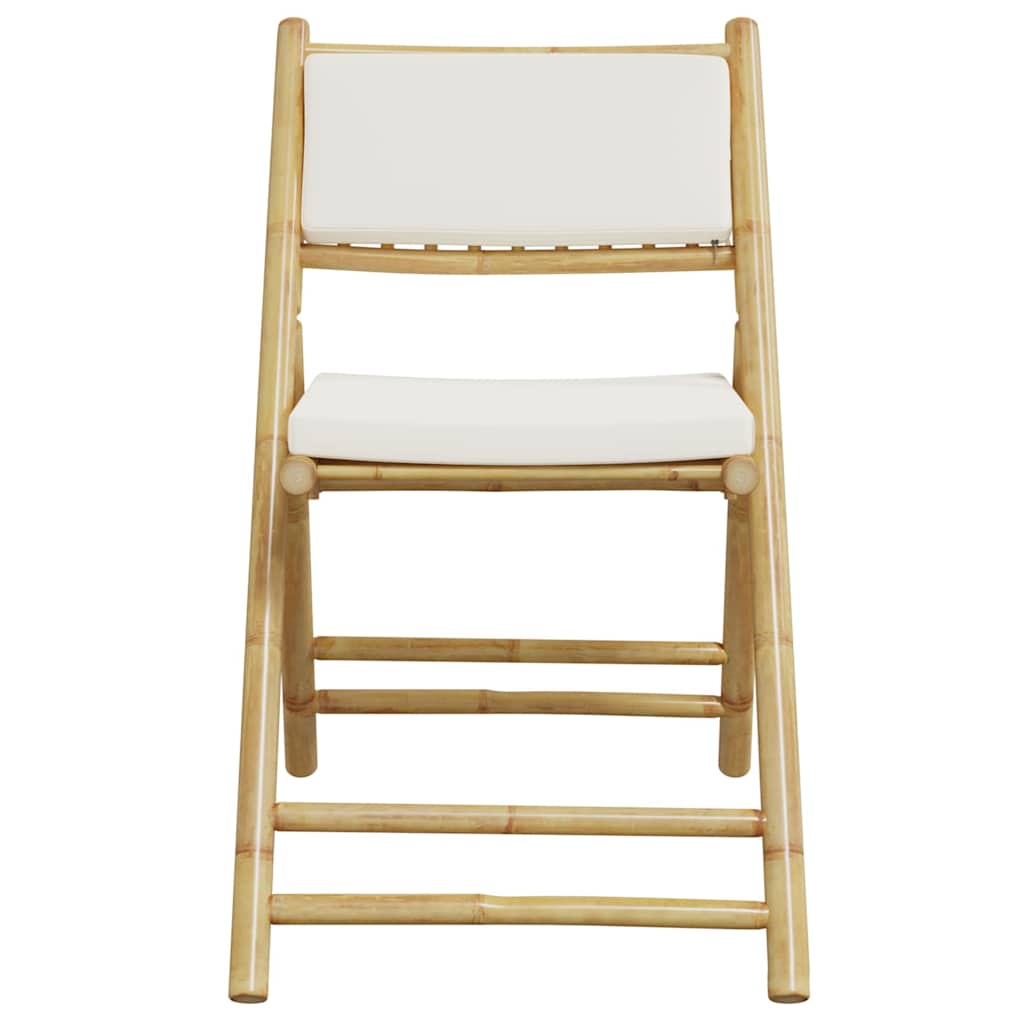 foldbare bistrostole 6 stk. med cremefarvede hynder bambus