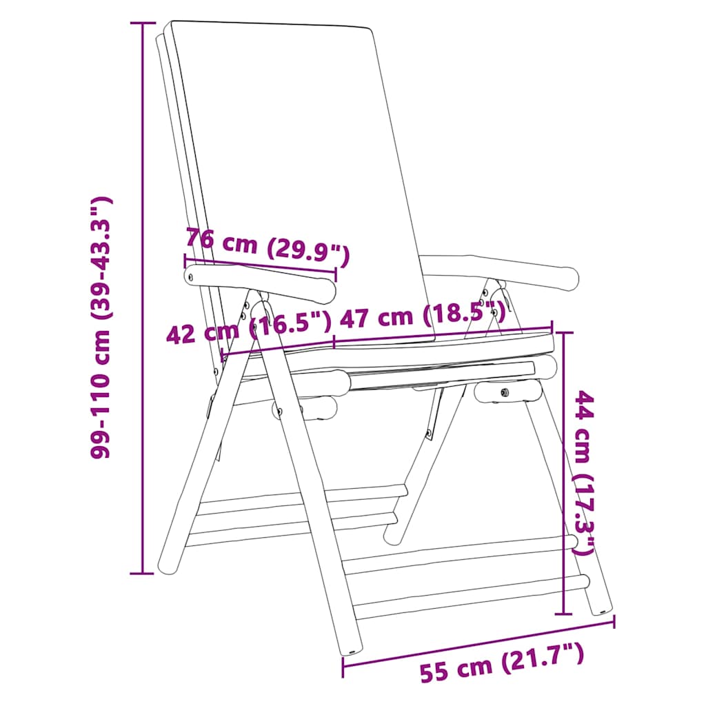 positionsstole 4 stk. foldbare cremehvide hynder bambus