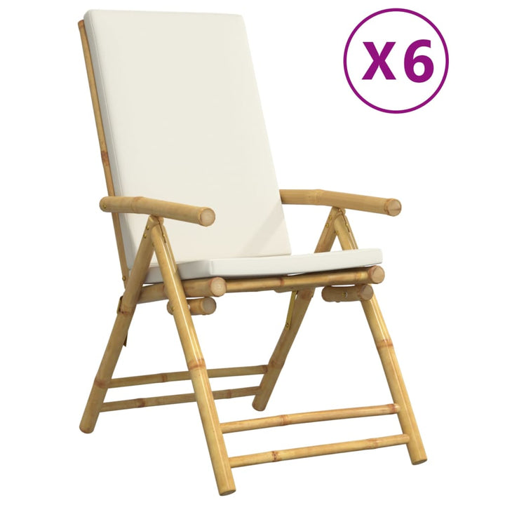 positionsstole 6 stk. foldbare cremehvide hynder bambus