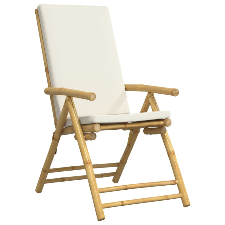 positionsstole 6 stk. foldbare cremehvide hynder bambus