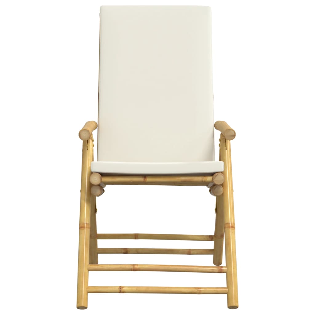 positionsstole 6 stk. foldbare cremehvide hynder bambus