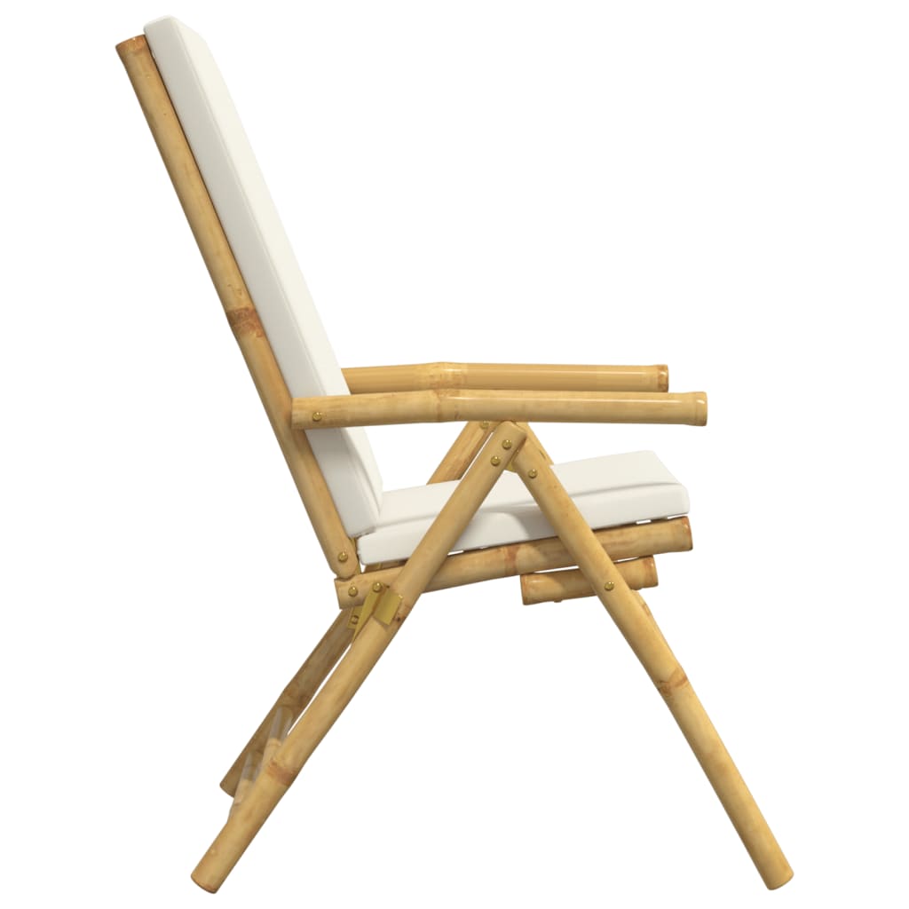 positionsstole 6 stk. foldbare cremehvide hynder bambus
