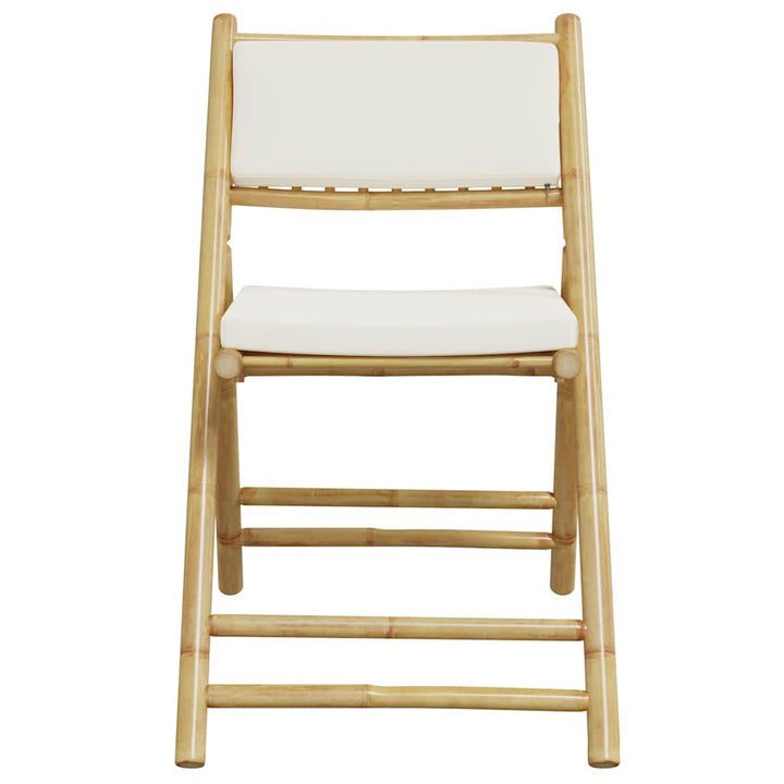 bistrostole 3 stk. foldbare med cremehvide hynder bambus