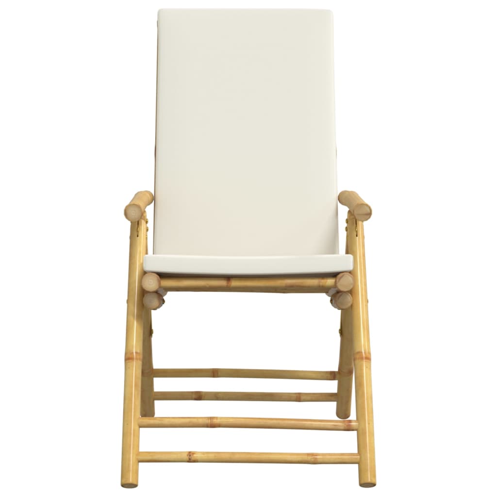 bistrostole 3 stk. foldbare med cremehvide hynder bambus