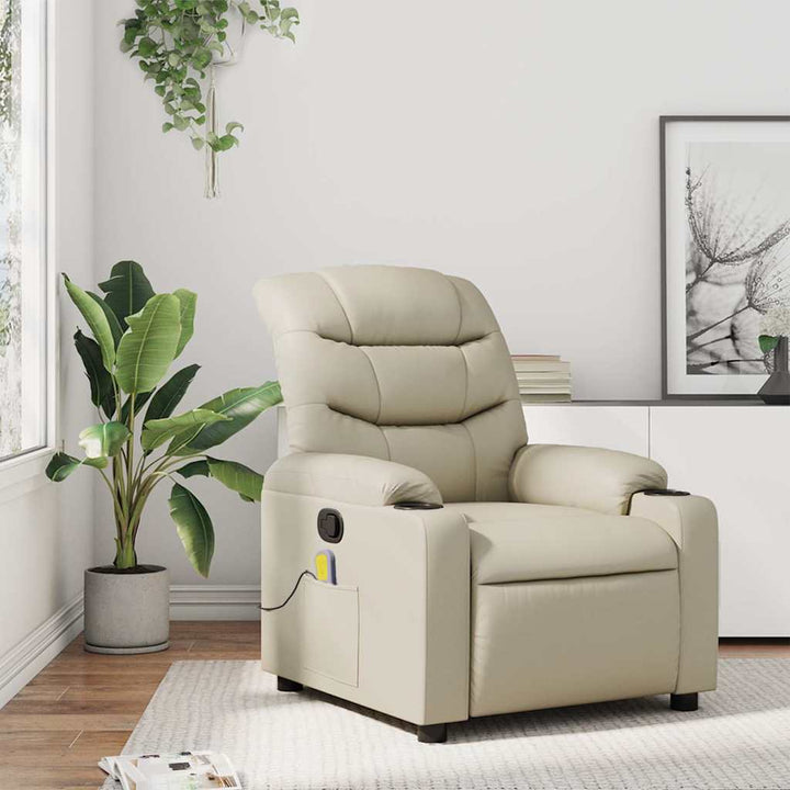 massagestol kunstlæder cremefarvet