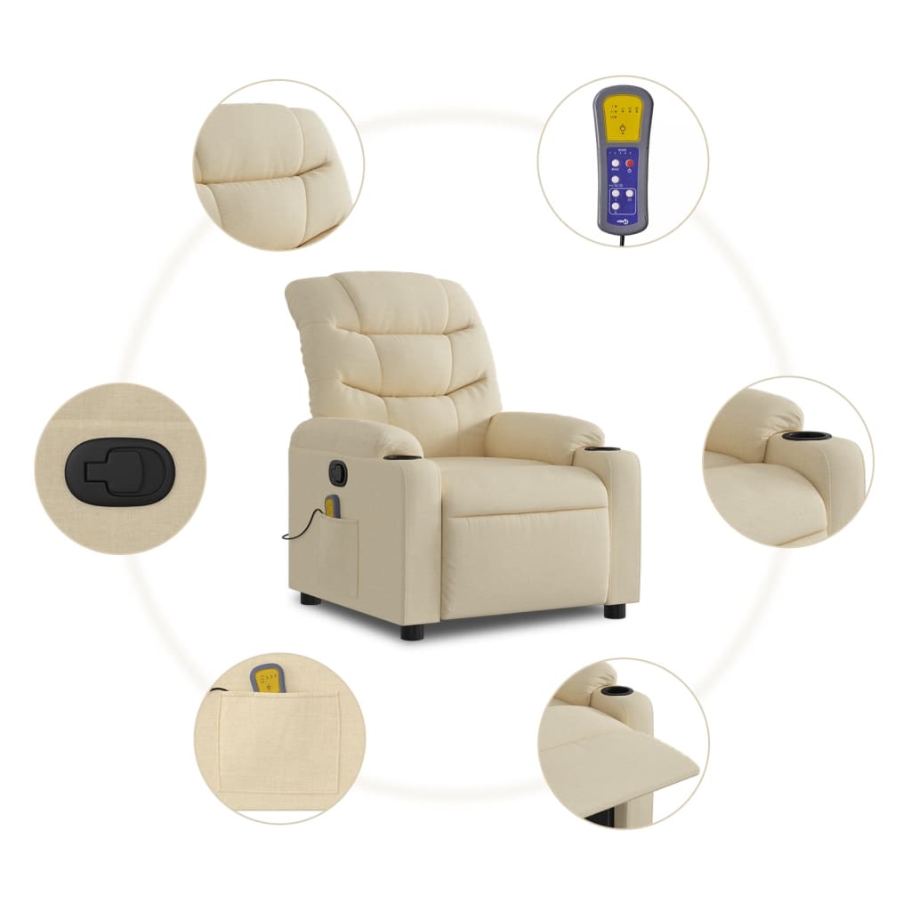 massagestol stof cremefarvet