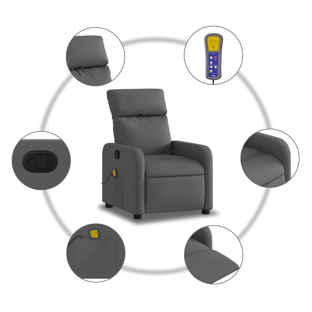 massagestol stof mørkegrå