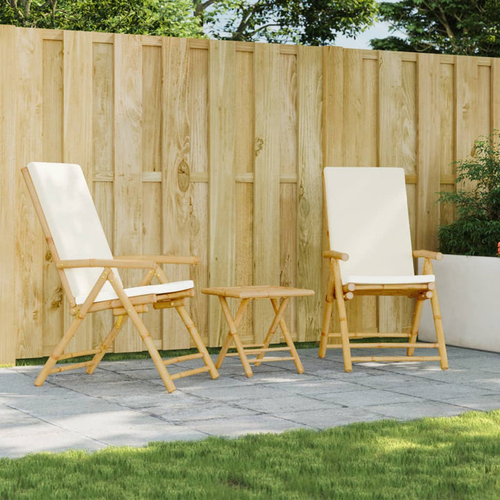 positionsstole 2 stk. med hynder foldbar bambus