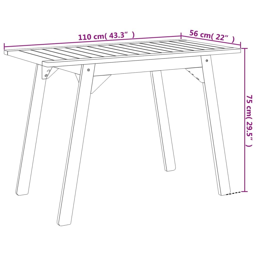 havebord 110x56x75 cm massivt akacietræ